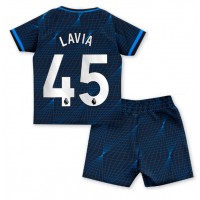 Camiseta Chelsea Romeo Lavia #45 Visitante Equipación para niños 2023-24 manga corta (+ pantalones cortos)